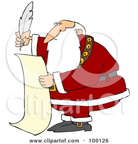 Royalty-Free (RF) Clipart Illustration of Santa Using A Quill To Writing A List by djart