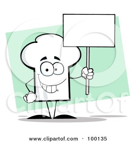 Royalty-Free (RF) Clipart Illustration of a Chef Hat Guy Holding A Sign by Hit Toon
