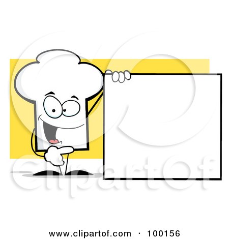 Royalty-Free (RF) Clipart Illustration of a Chef Hat Guy With A Blank Sign by Hit Toon