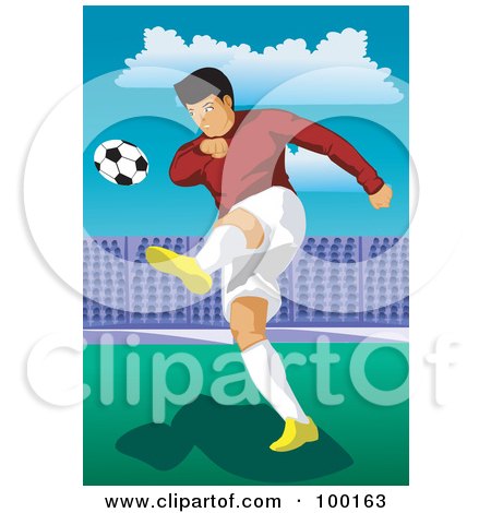 Royalty-Free (RF) Clipart Illustration of a Pro Soccer Player On A Field - 3 by mayawizard101