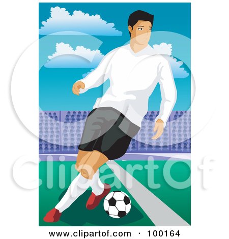 Royalty-Free (RF) Clipart Illustration of a Pro Soccer Player On A Field - 4 by mayawizard101