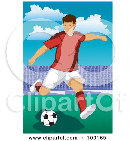 Royalty-Free (RF) Clipart Illustration of a Pro Soccer Player On A Field - 1 by mayawizard101