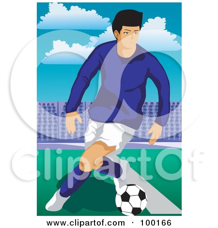 Royalty-Free (RF) Clipart Illustration of a Pro Soccer Player On A Field - 2 by mayawizard101