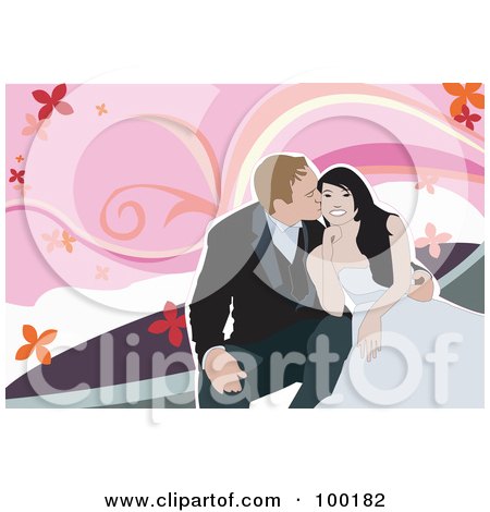 Royalty-Free (RF) Clipart Illustration of a Wedding Couple Cuddling by mayawizard101