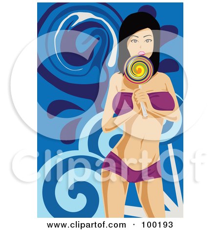 Royalty-Free (RF) Clipart Illustration of a Sexy Woman Eating A Sucker by mayawizard101