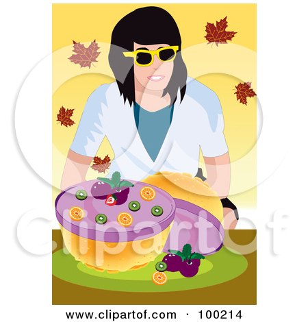 Royalty-Free (RF) Clipart Illustration of a Woman With A Blueberry Pie by mayawizard101