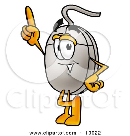 Clipart Picture of a Computer Mouse Mascot Cartoon Character Pointing Upwards by Mascot Junction