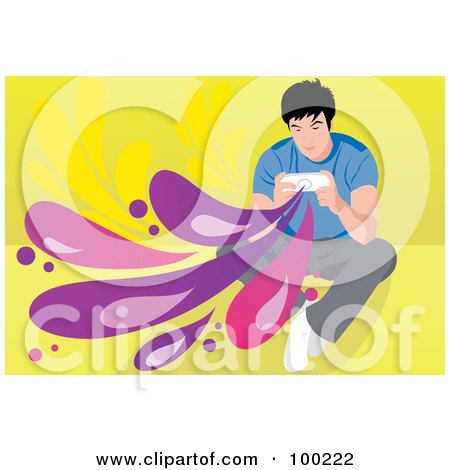 Royalty-Free (RF) Clipart Illustration of a Casual Boy Playing A Video Game by mayawizard101