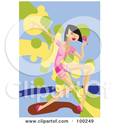 Royalty-Free (RF) Clipart Illustration of a Young Female Singer Dancing by mayawizard101