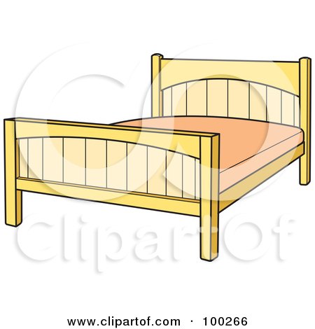 Royalty-Free (RF) Clipart Illustration of a Simple Bed Frame With A Pink Mattress by Lal Perera