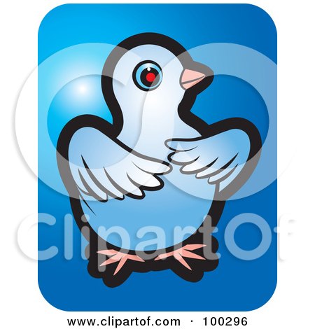Royalty-Free (RF) Clipart Illustration of a Blue Dove Icon - 6 by Lal Perera