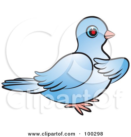 Royalty-Free (RF) Clipart Illustration of a Blue Dove Holding A Wing To Its Chest by Lal Perera