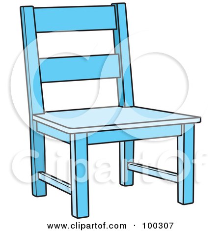 Royalty-Free (RF) Clipart Illustration of a Blue Wooden Chair by Lal Perera