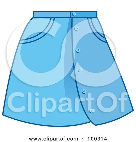 Royalty-Free (RF) Clipart Illustration of a Woman's Blue Button Up Skirt by Lal Perera