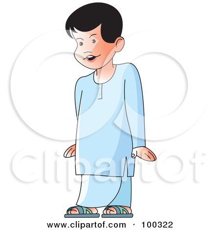 Royalty-Free (RF) Clipart Illustration of a Sinhala Boy In Blue by Lal Perera
