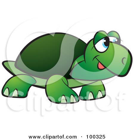 Royalty-Free (RF) Clipart Illustration of a Happy Green Tortoise by Lal Perera