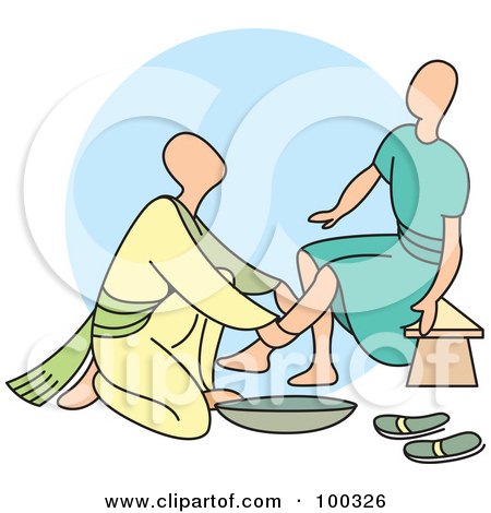 Royalty-Free (RF) Clipart Illustration of a Man Washing A Woman's Legs by Lal Perera