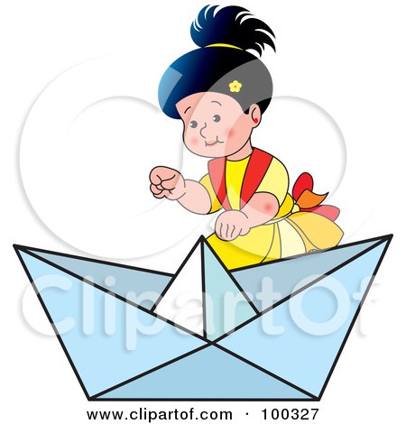 Royalty-Free (RF) Clipart Illustration of a Little Girl By A Small Boat by Lal Perera