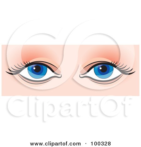 Royalty-Free (RF) Clipart Illustration of a Pair Of Eyes With Liner And Mascara On Lashes by Lal Perera