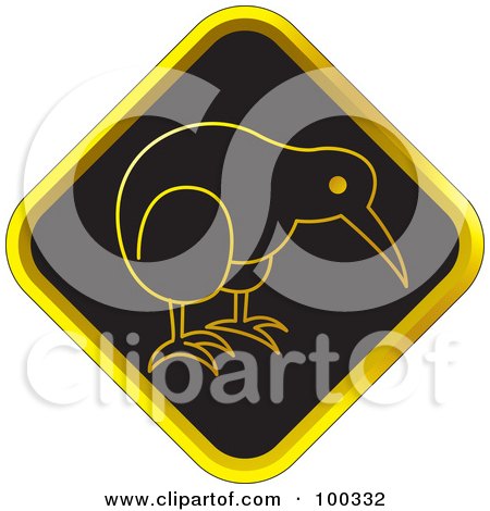 Royalty-Free (RF) Clipart Illustration of a Black And Gold Kiwi Bird Icon by Lal Perera
