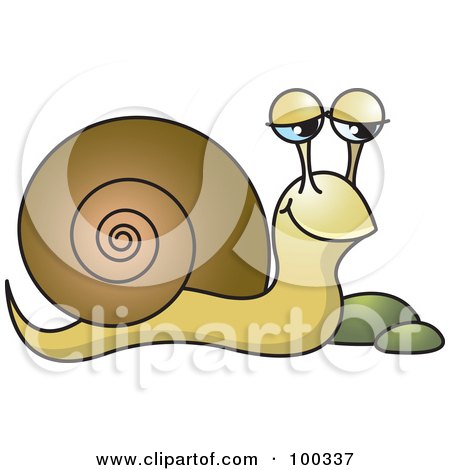 Royalty-Free (RF) Clipart Illustration of a Brown Snail by Pebbles by Lal Perera