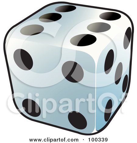 Royalty-Free (RF) Clipart Illustration of a Single Black And White Dice by Lal Perera