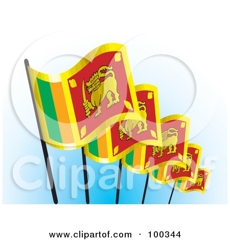 Royalty-Free (RF) Clipart Illustration of a Row Of Sri Lankan Flags by Lal Perera