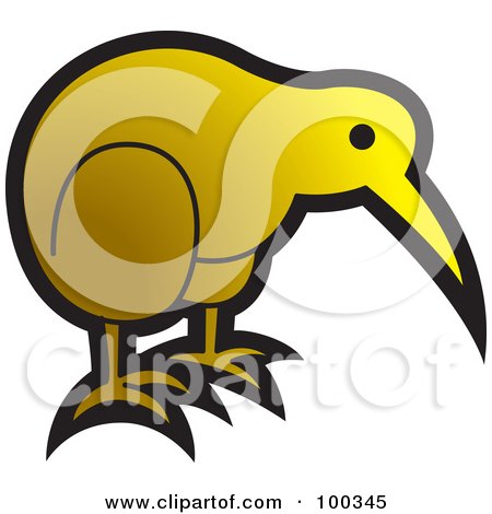 Royalty-Free (RF) Clipart Illustration of a Gold Kiwi Bird by Lal Perera