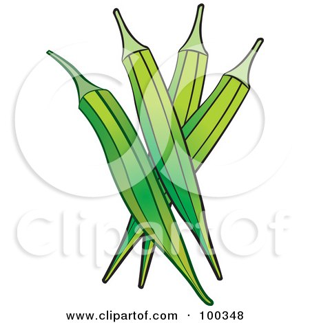 Royalty-Free (RF) Clipart Illustration of Green Okra by Lal Perera