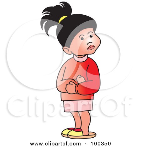 Royalty-Free (RF) Clipart Illustration of a Little Girl In A Red Sweater And Pink Skirt by Lal Perera
