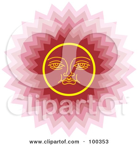 Royalty-Free (RF) Clipart Illustration of a Purple Sun Face by Lal Perera