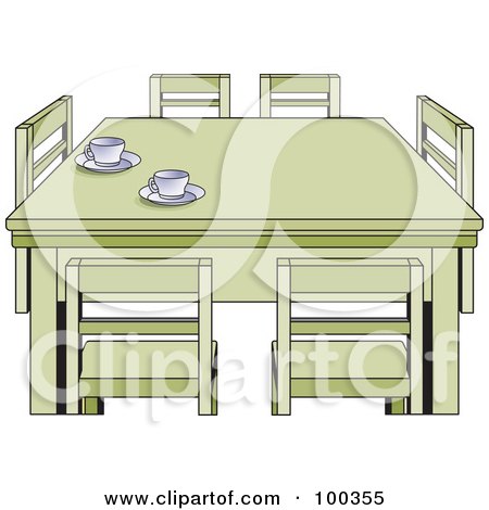 Royalty-Free (RF) Clipart Illustration of Tea Cups On A Table With Chairs by Lal Perera