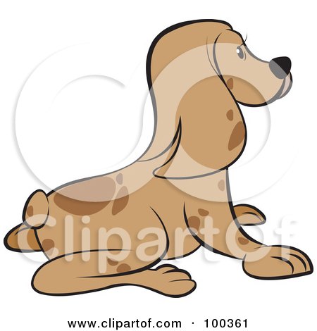 Royalty-Free (RF) Clipart Illustration of a Brown Puppy Dog Facing Right by Lal Perera