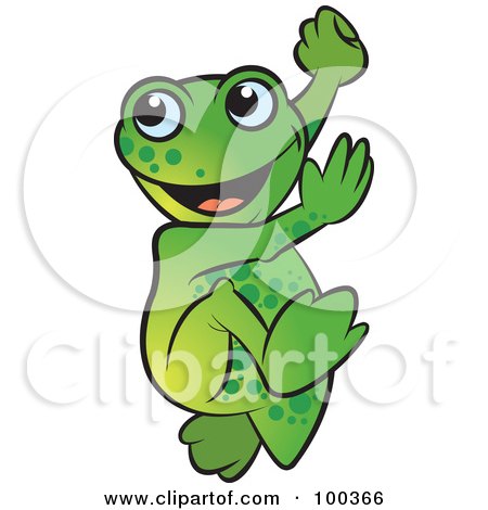 Royalty-Free (RF) Clipart Illustration of a Happy Frog Jumping by Lal Perera