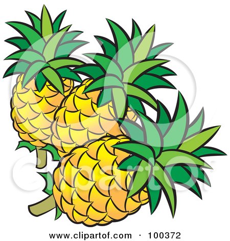 Royalty-Free (RF) Clipart Illustration of Three Pineapples by Lal Perera