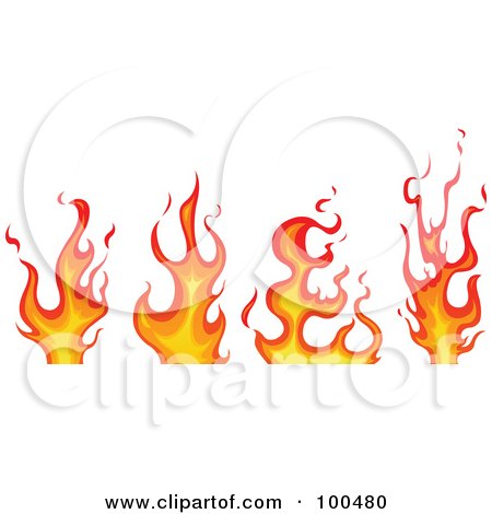 Royalty-Free (RF) Clipart Illustration of a Digital Collage Of Four Different Red And Orange Flames by yayayoyo
