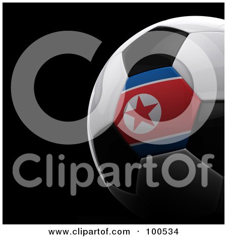 Royalty-Free (RF) Clipart Illustration of a Shiny 3d Korean Flag Soccer Ball Over Black by stockillustrations