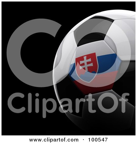 Royalty-Free (RF) Clipart Illustration of a Shiny 3d Slovakia Flag Soccer Ball Over Black by stockillustrations
