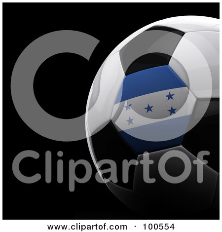 Royalty-Free (RF) Clipart Illustration of a Shiny 3d Honduras Flag Soccer Ball Over Black by stockillustrations
