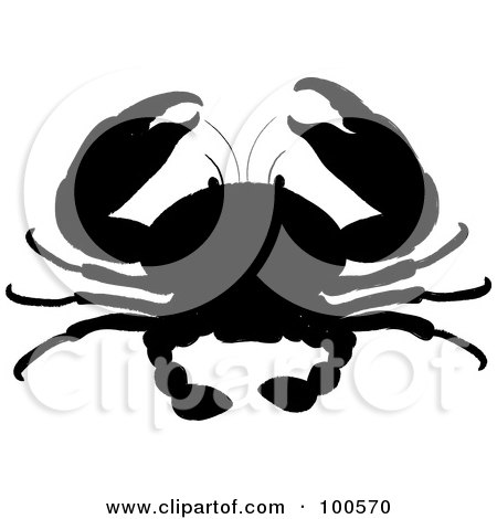 Royalty-Free (RF) Clipart Illustration of a Black Silhouette Of A Crab by Pams Clipart