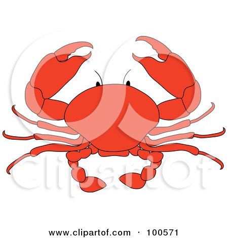 Royalty-Free (RF) Clipart Illustration of a Solid Red Crab by Pams Clipart