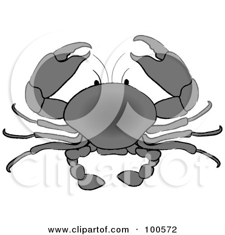 Royalty-Free (RF) Clipart Illustration of a Gradient Gray Crab by Pams Clipart