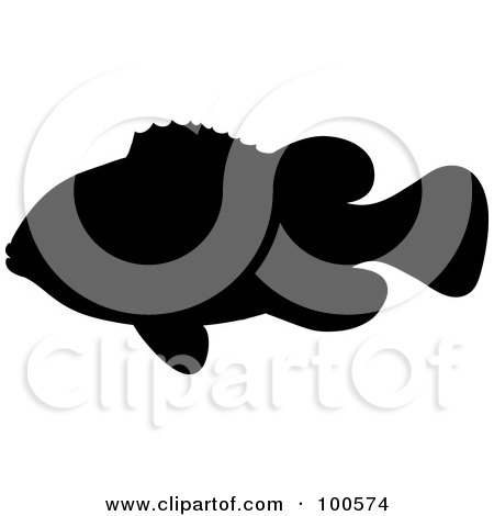Royalty-Free (RF) Clipart Illustration of a Black Silhouetted Clown Fish by Pams Clipart