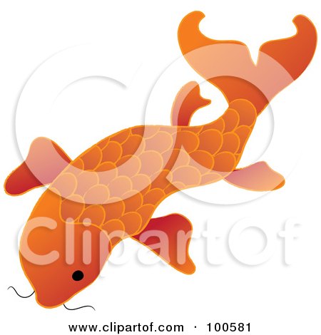 Royalty-Free (RF) Clipart Illustration of a Swimming Orange Koi Fish by Pams Clipart