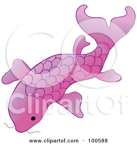 Royalty-Free (RF) Clipart Illustration of a Pink Swimming Koi Fish by Pams Clipart