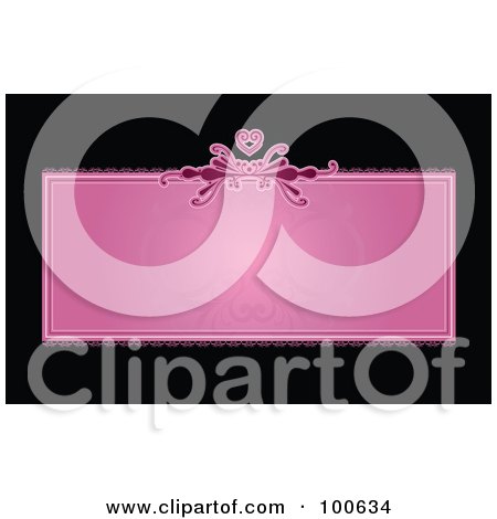 Royalty-Free (RF) Clipart Illustration of a Pink Heart Text Box Business Card Template Or Website Background With Black Space by KJ Pargeter