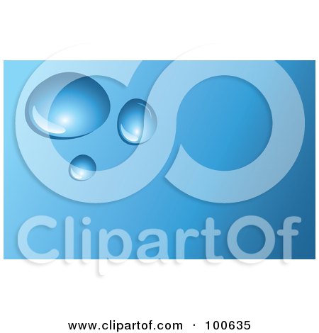 Royalty-Free (RF) Clipart Illustration of a Waterdrop Business Card Template Or Website Background With Blue Copyspace by KJ Pargeter