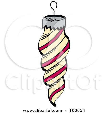 Royalty-Free (RF) Clipart Illustration of a Spiral Yellow And Red Christmas Tree Ornament by Andy Nortnik