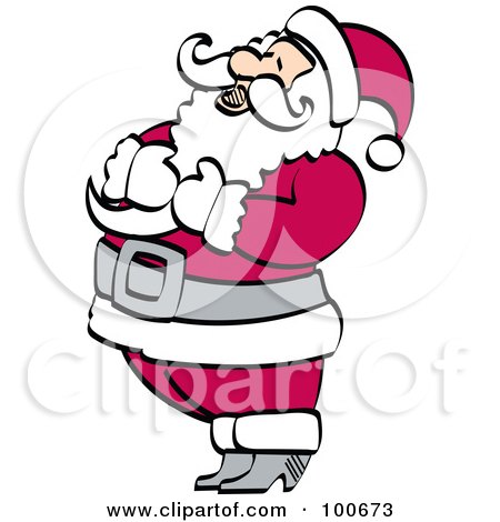 Royalty-Free (RF) Clipart Illustration of Santa Holding His Chest And Tilting His Head Back In Laughter by Andy Nortnik