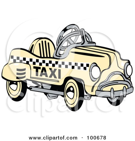 Royalty-Free (RF) Clipart Illustration of a Retro Yellow Toy Pedal Taxi Car by Andy Nortnik